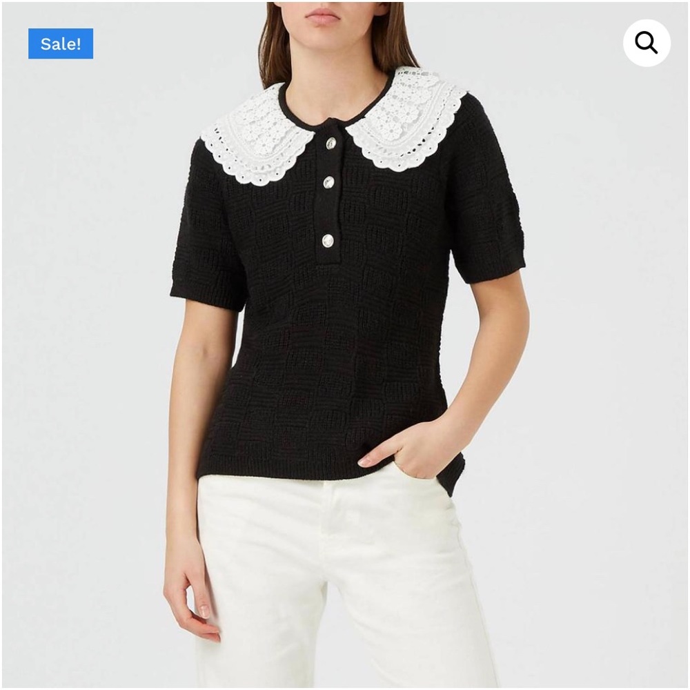 MUNTHE Ned collar  short sleeve top , NWT